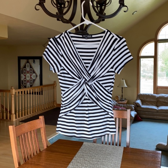 Cable & Gauge Tops - Cable & Gauge black & white striped shirt
